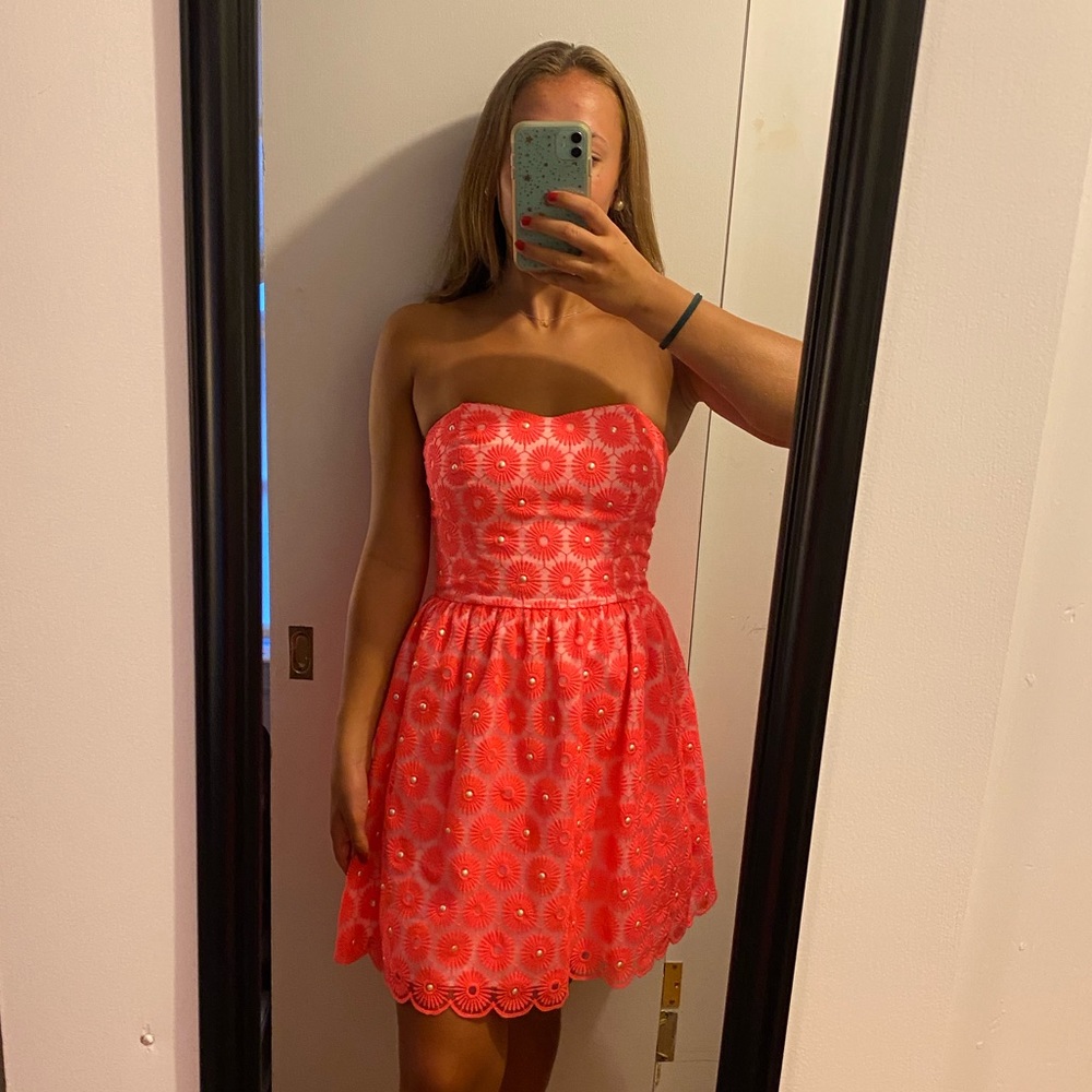 Lilly Pulitzer pink strapless dress